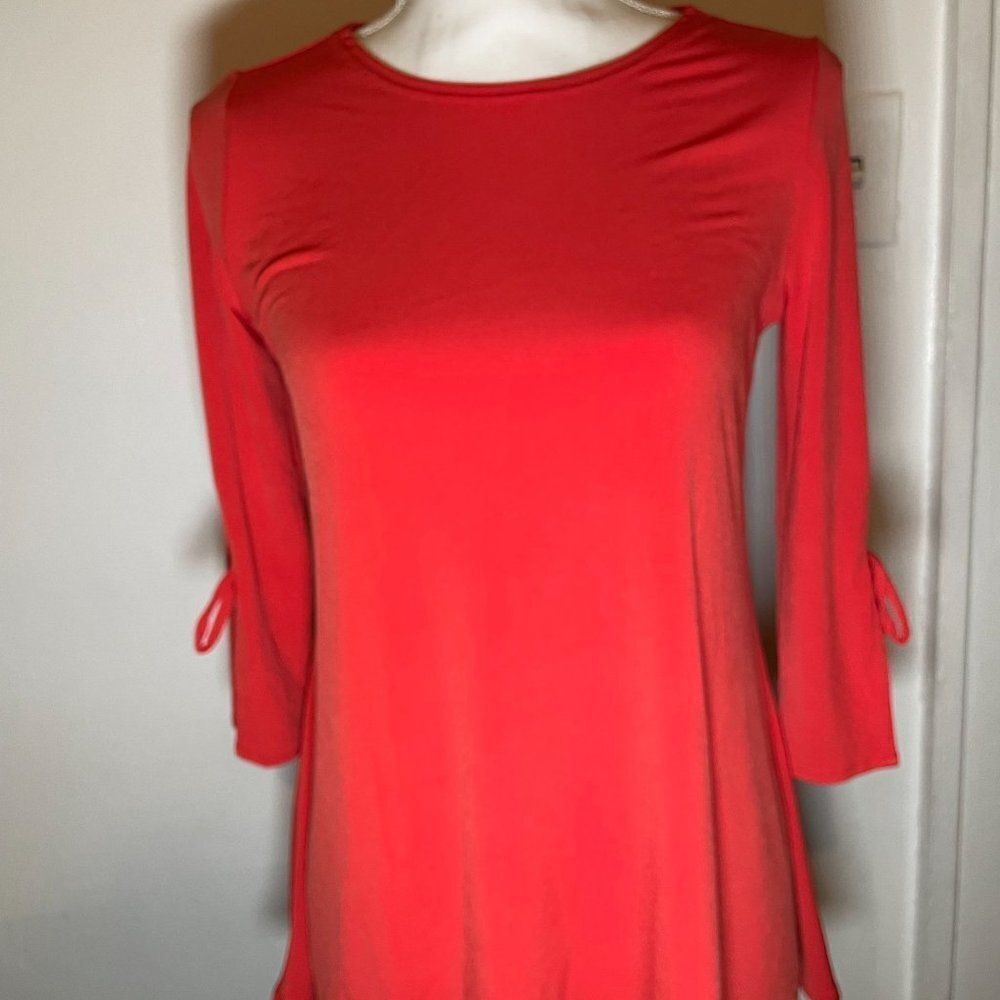Alfani Womens Orange 3/4 Sleeve Round Neck Pullover Blouse Top Size P/M